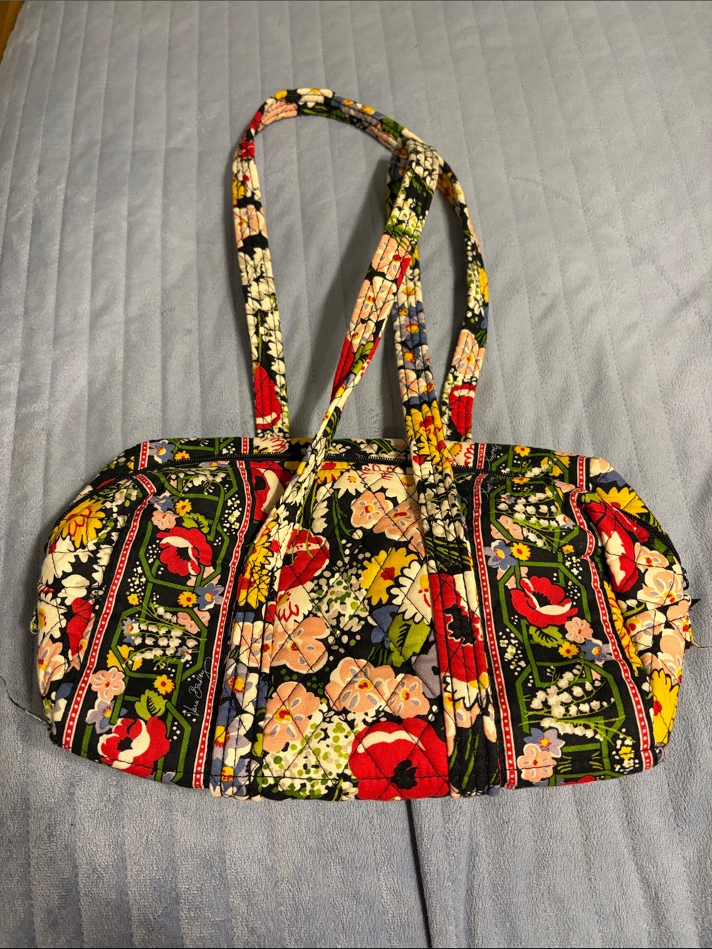 Vera Bradley Small Quilted Floral Shoulder Bag in Black, Red, Yellow, Green